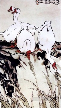 Chino Painting - Xu Beihong gansos chinos antiguos